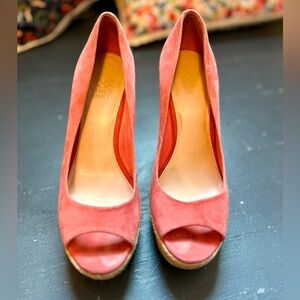 Vince Camuto Coral Suede Peep Toe Wedge